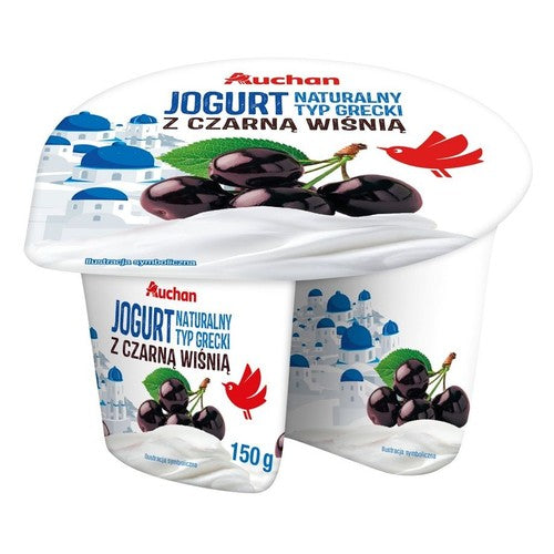 Jogurt naturalny typu greckiego z czarną wiśnią Auchan 150 g