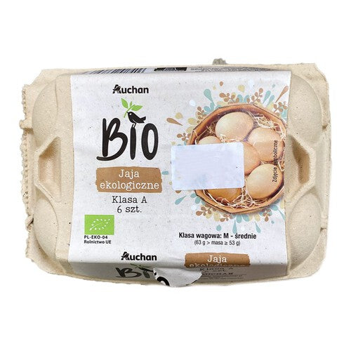 BIO Jaja ekologiczne klasa A rozmiar M Auchan 6 sztuk