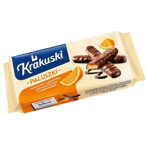 Herbatniki z galaretką pomarańczową w czekoladzie Krakuski 144 g