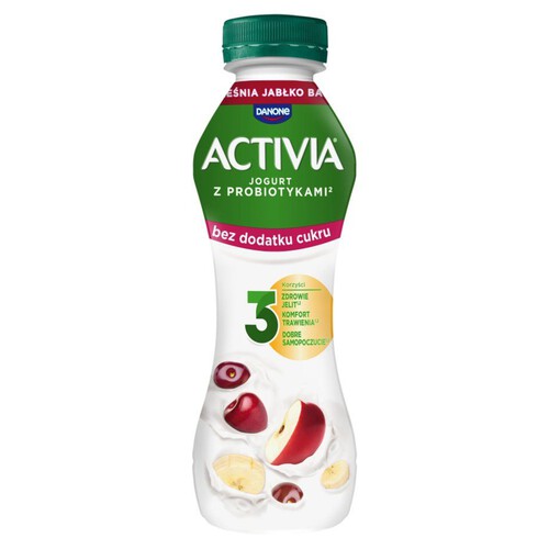Jogurt pitny o smaku czereśni jabłka i banana Activia 270 g