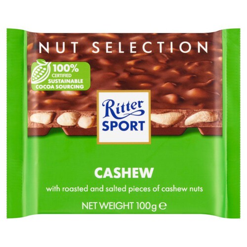 Czekolada mleczna z prażonymi kawałkami orzechów nerkowca Ritter Sport 100 g