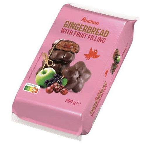 Pierniki w czekoladzie z nadzieniem owocowym  Auchan 200 g