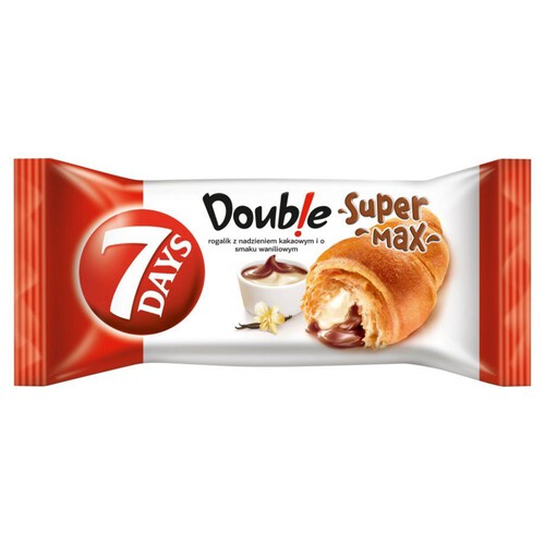 Croissant Double Super Max z nadzieniem kakaowym i waniliowym 7 Days 110 g