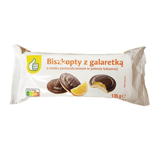 Biszkopty z galaretką pomarańczową w polewie kakaowej Auchan 135 g